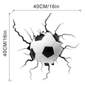 Detailed 40cm 3D broken wall football sticker with realistic crack effects and sizing - KSR-49F Football Style / 40x40cm