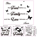 Inspirational kitchen wall decals with quote and butterflies and size measurements - Pack of Three 28*26CM Sheets