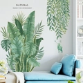 Tropical green leaves and elk wall decals set for living room and bedroom decoration - Spider Plant Deer