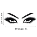 Détail de stickers muraux cils en vinyle noir montrant les dimensions de 58x20 cm - Style Cils Courbés (KSA-9A)
