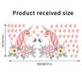 Einhorn Wandtattoo Produktblatt mit Maßen 80x40cm und rosa Herzen für das Kinderzimmer - 40*80CM In Beutel Verpackt