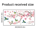 Detalles del diseño de pegatinas de pared de vinilo con flores de cerezo y pájaros - Estilo hacia la izquierda (KSY-184Z) / 30*60cm