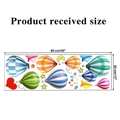 Detailed sheet view of hot air balloon wall stickers showing received size of 90cm x 30cm - 30x90cm Bagged Packaging
