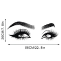 Detailed view of black vinyl eye eyelashes wall decal measuring 58cm by 20cm - Cat-eye Eyeliner Style (KSA-9F)