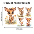 Detailed sheet layout of cartoon deer and flower wall decals showing 57cm x 42cm dimensions - 42*57CM In Bag Packaging