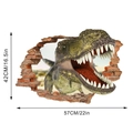 Dettaglio adesivo murale 3D T-Rex con dimensioni 57cm x 42cm ed effetto mattoni rotte - Stile D (KS6806D)-42x57cm