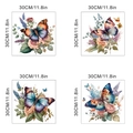 Vista dettagliata 2x2 di adesivi murali con farfalle e fiori dimensioni 30cm cad - Set di 4 fogli 30x30cm
