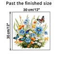 Dettaglio dell'adesivo murale fiori e farfalle con misure precise di 30cm e layout - Stile Pastorale Fresco Blu Arancio (KSA26-C)