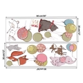 Dimensioni dettagliate di 2 adesivi murali con animali e mongolfiere per bambini - Set di 2 Fogli 30*90CM