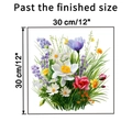 Adesivo murale quadrato da 30cm con fiori selvatici misti e erba da giardino - Stile Tulipano e Prato di Fiori Selvatici (KSA26-D)