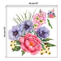 Detail of floral wall sticker layout with pink peonies and purple flowers for home decor - 40*40cm