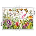 Details von tropischen Schmetterling- und Blumenwandstickern mit präzisen Maßangaben - 30*90CM x 2 Blatt Set