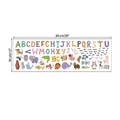 Detail showing 90x30cm layout of 26 colorful alphabet wall stickers with cartoon animals - Animal Alphabet Style
