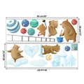 Detail view of cartoon bear wall stickers with size dimensions for nursery decor - 30*90CM x 2 Sheets Set