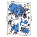 Dettaglio di due adesivi murali 30x90cm con peonie blu e farfalle per decorazione - 30x90cm (Set da 2)