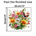 Détail des stickers muraux fleurs et papillons colorés avec dimensions précises - Style Tournesol et Marguerite Réaliste (KSA26-F)