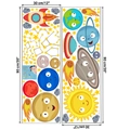Detailed view of solar system wall stickers with planet and rocket patterns for kids room - 30x90cm x 2 Sheets