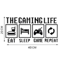 Detail von Gaming Wandsticker mit Maßen 40x20cm auf weißem Hintergrund - 20*40 cm / Schwarz