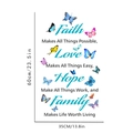 Detalle de vinilos decorativos de mariposas con citas de Faith, Love, Hope y Family - AB2-1-35*60CM