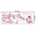 Dimensions of pink ballet princess and unicorn wall stickers for nursery decor - 30x90cm