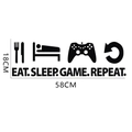 Detailansicht Wandaufkleber Eat Sleep Game Repeat mit Maßen 58cm x 18cm für Zimmer - 18x58cm / Schwarz