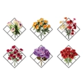 Modern floral wall stickers with colorful roses and grid frames for living room decor - 30x90cm x 2 Pieces