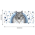 Detail view of rainbow wolf wall sticker with dimensions 90x40cm for home decoration - Watercolor Wolf Head Rainbow Polka Dot Kit (A-14) / 40*90cm