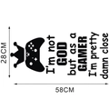 Macro detail showing gamer wall decal with crown controller design measuring 58cm x 28cm - 28*58CM In Bag Packaging