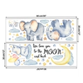 Vista detallada de vinilos infantiles de elefante mostrando el tamaño de 90x30cm - Estilo de Combinación Elefante Luna Estrellas
