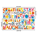 Detail view of colorful inspirational English quote wall stickers on two PVC sheets - Colorful Inspirational Quotes (A-63) / Two Sheets per Bag