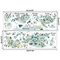 Detail der Cartoon-Weltkarte Wandsticker-Set mit Tieren und Abmessungen 90x30cm - Tierweltkarte Stil