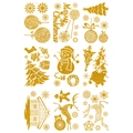 Detailansicht der goldenen Glitzer-Weihnachtsaufkleber mit Schneeflocken und Weihnachtsmann - Weihnachtsbaum- und Schneeflocken-Design(HTJD2308)