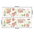 Detailweergave van aquarel roze pioenroos muurstickers met groene bladeren en maat 90x30cm - 30x90cm (Set van Twee)
