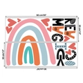 Détail de stickers muraux arc-en-ciel avec dimensions 90x30cm et motifs cœurs colorés - 30x90cm