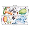 Detail van twee waterverf dieren muurstickers met olifant en zebra voor kids - 30x90cm