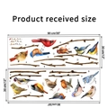 Dettaglio dimensioni 90x30cm per adesivi murali con uccelli e rami ad acquerello - Stile Uccello Ramo Acquerello