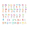 Stickers muraux alphabet coloré avec ballons arc-en-ciel et animaux mignons en aquarelle - Ensemble Alphabet Chiffres Animaux