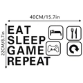 Gedetailleerde afmetingen van de Eat Sleep Game Repeat muursticker van 40cm x 22cm - 22*40CM