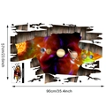 Detail showing 3D space wall sticker design with solar system planets and cracked hole effect - 3D Universe Space Style (KS6791)