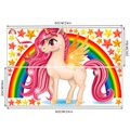 Adesivo murale unicorno arcobaleno con stelle e dimensioni 60x20cm per due fogli - 20x60cm x 2 Fogli