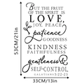 Detail of Fruit of the Spirit wall decal showing biblical text in elegant typography - 33*53CM Bagged Packaging