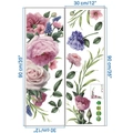 Détails de deux feuilles de stickers muraux 30x90cm en PVC avec pivoines et roses - Style Feuille Hortensia Rose Rose Violet (KS6677)
