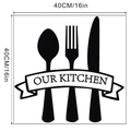 Detail view of Our Kitchen vinyl wall sticker with cutlery silhouettes and 40cm dimensions - 40x40cm