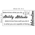 Detalle del vinilo decorativo Ability Attitude Motivation medidas 60x30cm en color negro - Embalaje Individual en Bolsa