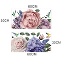 Mise en page détaillée 60x30cm de stickers muraux avec roses roses et martins-pêcheurs - 30*60cm x 2 Pcs