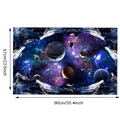 Schéma dimensionnel détaillé du sticker mural 3D galaxie montrant la taille 90x57cm - 57*90CM