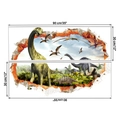 Detaillierte Maße der 3D Dinosaurier Wandsticker Set mit 90cm x 30cm Größenangaben - Stil AL (KS6797AL)