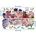 Detailansicht von zwei PVC-Wandtattoos mit Pfingstrosen und Vögeln, 90x30 cm Maße - 30x90cm x 2 Stück