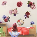 Wandaufkleber mit Pfingstrosen und Rosen für Wohnzimmer und Schlafzimmerdeko - 25x70cm (2er Pack)