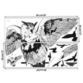 Detailed size layout for forest owl and bird silhouette wall decals set KS6792 - Owl Landscape Style (KS6792E)